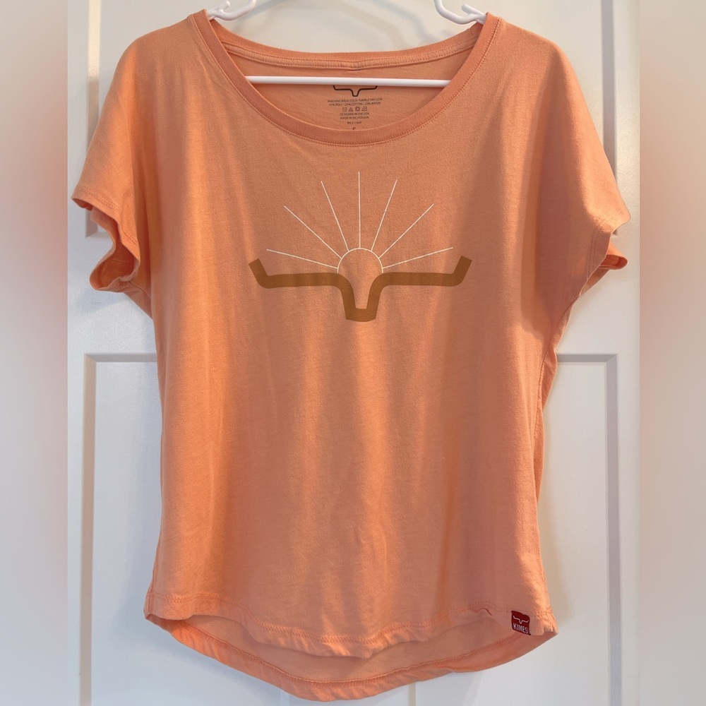 Kimes Ranch Women's Short Sleeve, Off-Shoulder Sunrise Logo, Small